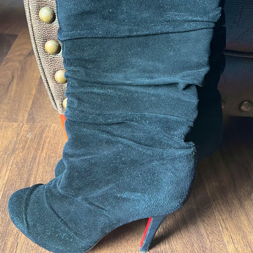 AUTHENTIC Christian Louboutin Suede Black Knee High Boots